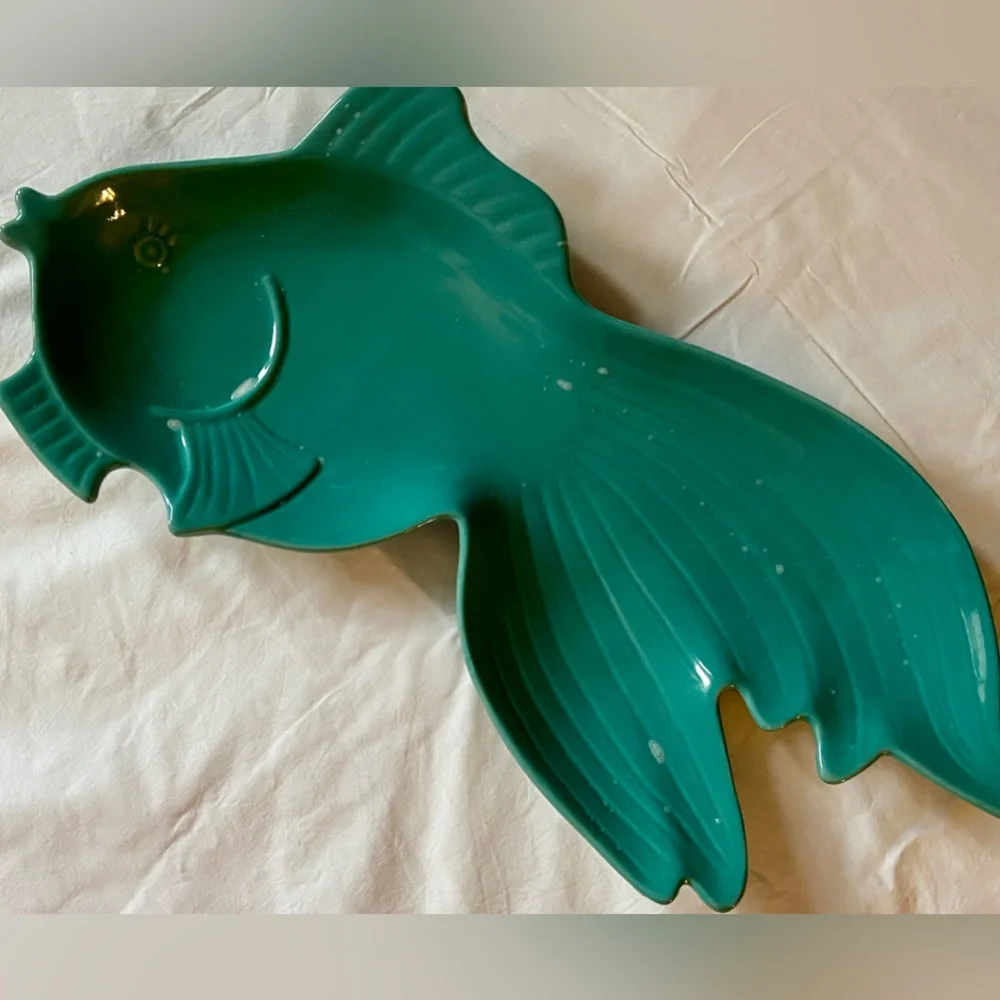 Thrift Store Find 1 Vintage Food Safe Teal🐟 Shaped Plate/Platter/Bowl/Decoration